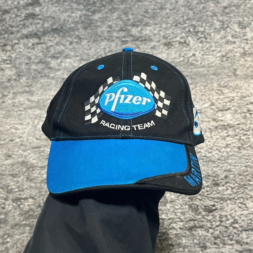 Vintage Mark Martin Pfizer Racing Team Hat Chase Authentics‎ NASCAR Black Blue